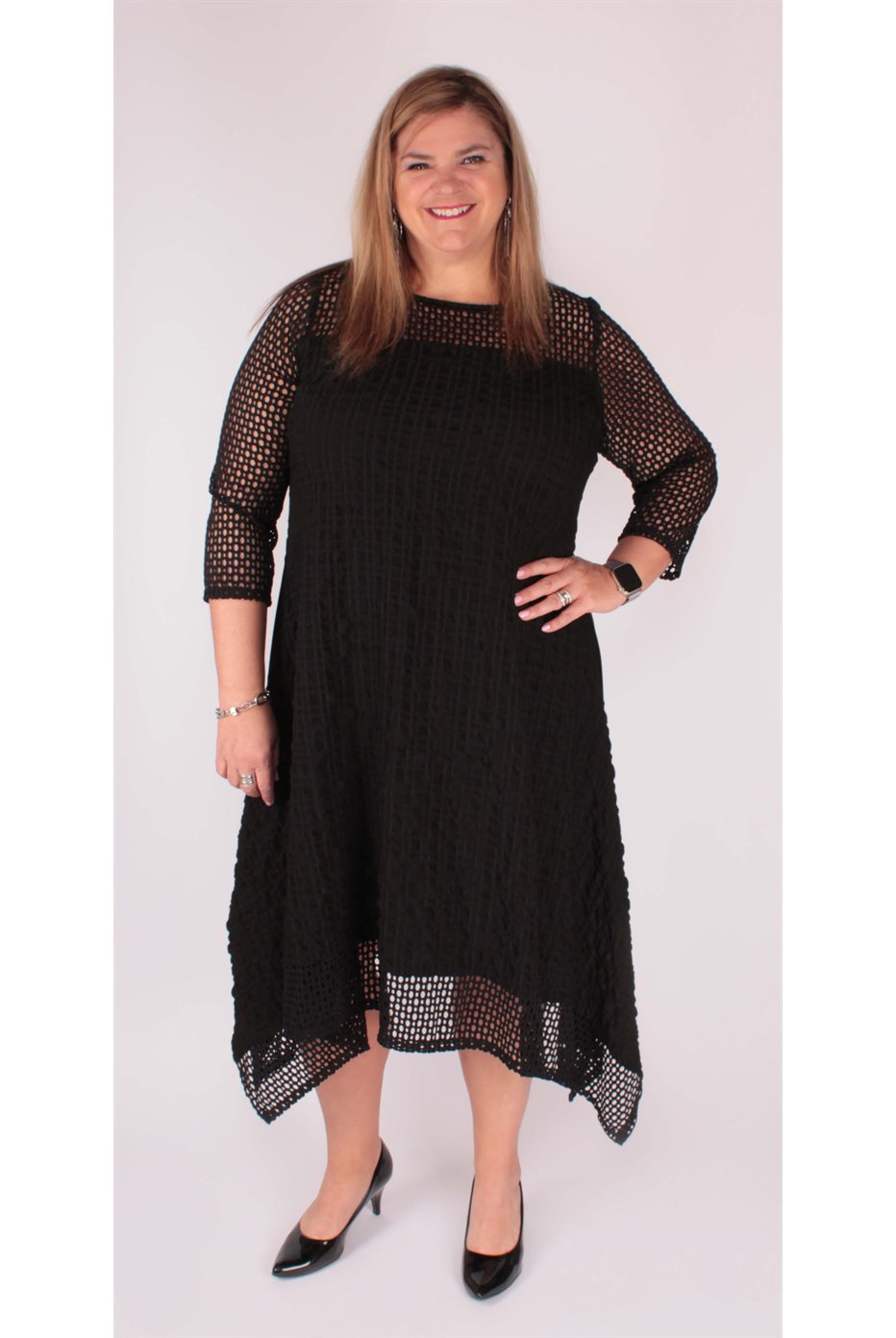 Robe en tricot soyeux et coton gaufré